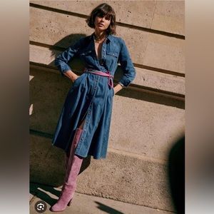 Sézane Gwen Denim Midi Dress size 14
